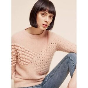 Intropia XS Pullover Sweater Minot Textured Wool Open Knit Unique Cottage Core